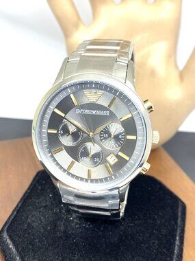 Emporio Armani Men's Watch AR11047 Quartz Chronograph Gray Dial Stainless Steel
